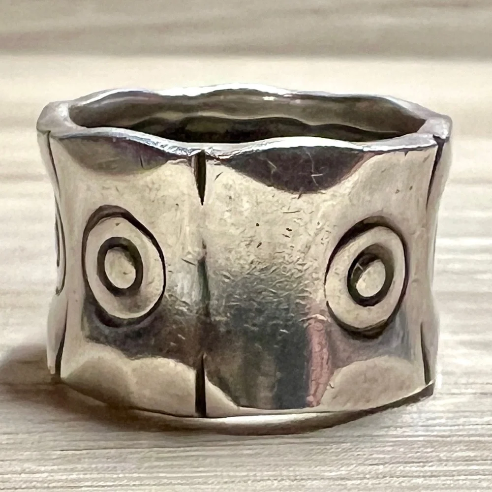 Vintage Handmade Sterling Silver Abstract Geometric Eternity Band Ring, Size 6